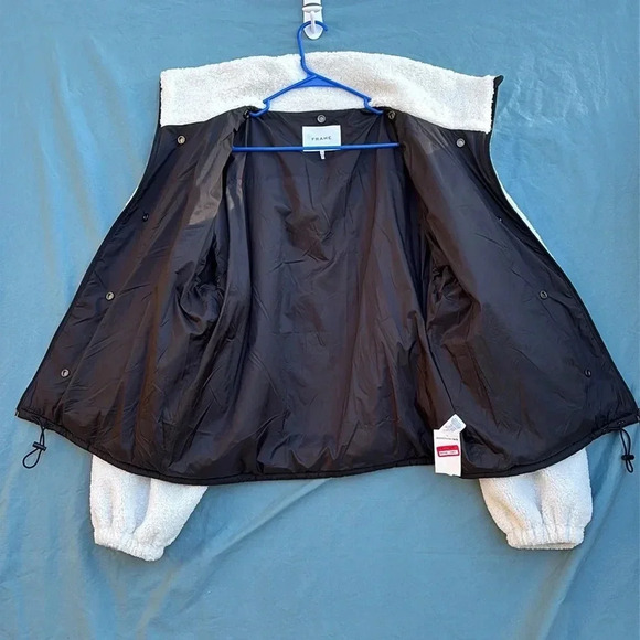 FRAME Mix Media High Pile Fleece Jacket Off White **no insert** NWT sz LARGE - Picture 4 of 8